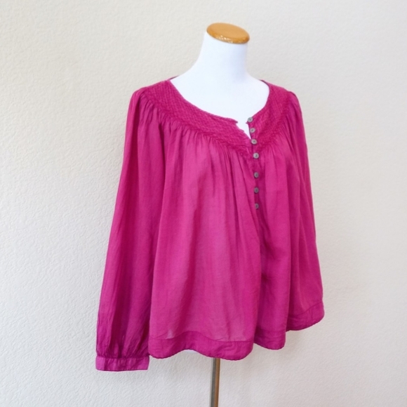 Free People We the Free fuchsia baloon sleeve blouse - Picture 6 of 10